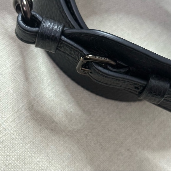 Coach Thick Pebbled Leather Guitar Strap Black Gunmetal Copper - Picture 7 of 11